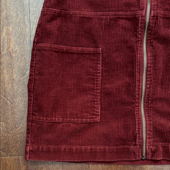 Burgundy Wide Wale Corduroy Overall Mini Dress, Size Medium - Picture 5 of 9